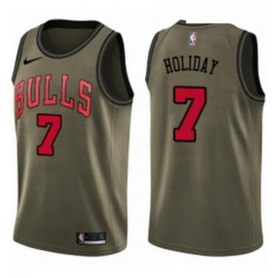 Youth Nike Chicago Bulls 7 Justin Holiday Swingman Green Salute to Service NBA Jersey