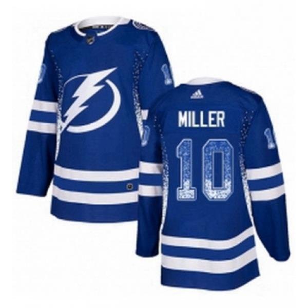 Mens Adidas Tampa Bay Lightning 10 JT Miller Authentic Blue Drift Fashion NHL Jersey