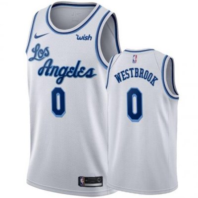 Men Nike Lakers 0 Russell Westbrook White 2019 20 Hardwood Classic Edition Stitched NBA Jersey