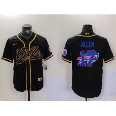 Men Buffalo Bills 17 Josh Allen Black Cool Base Stitched Baseball Jersey