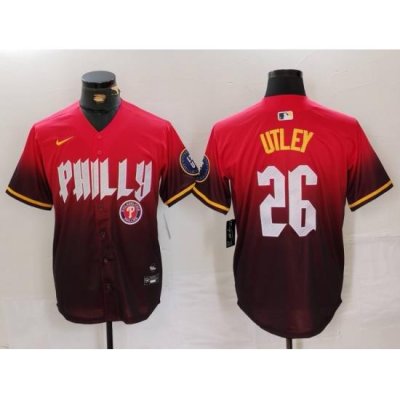 Men Philadelphia Phillies 26 Chase Utley Red 2024 City Connect Limited Stitched Jersey 1