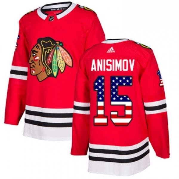 Mens Adidas Chicago Blackhawks 15 Artem Anisimov Authentic Red USA Flag Fashion NHL Jersey