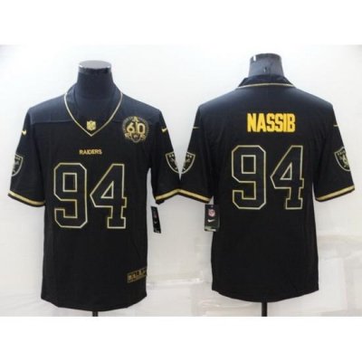 Men Las Vegas Raiders 94 Carl Nassib Black Gold With 60th Anniversary Patch Vapor Limited Stitched jersey