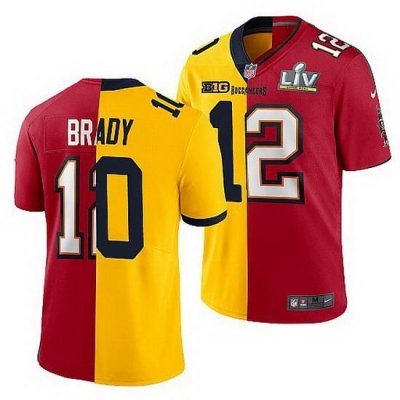 Michigan Wolverines Tom Brady Maize Red Nfl Buccaneers Men Jersey