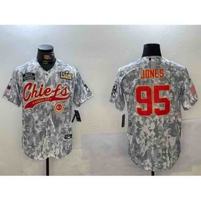 Men Kansas City Chiefs 95 Chris Jones 2024 Arctic Camo Salute To Service Stitched Baseball Jersey 5