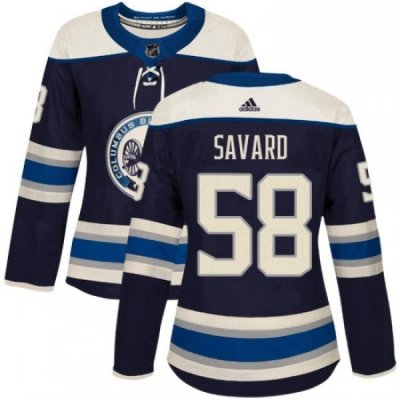 Womens Adidas Columbus Blue Jackets 58 David Savard Authentic Navy Blue Alternate NHL Jersey