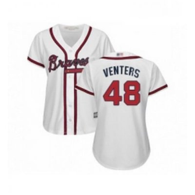 Womens Atlanta Braves 48 Jonny Venters Replica White Home Cool Base Baseball Jersey