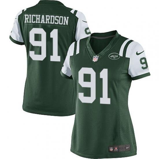 Women's Nike NeW York Jets #91 Sheldon Richardson Elite Green Team Color NFL Jersey