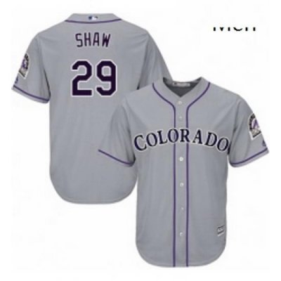 Mens Majestic Colorado Rockies 29 Bryan Shaw Replica Grey Road Cool Base MLB Jersey