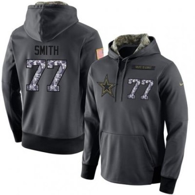 NFL Mens Nike Dallas Cowboys 77 Tyron Smith Stitched Black Anthracite Salute to Service Player Performance Hoodie