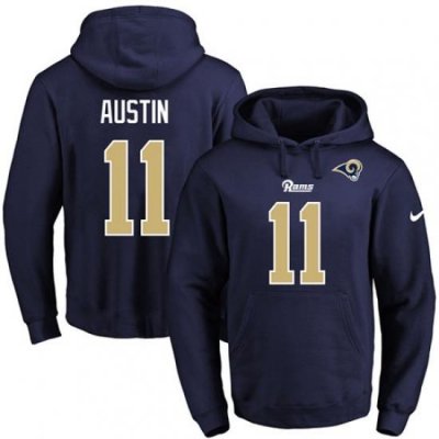 NFL Mens Nike Los Angeles Rams 11 Tavon Austin Navy Blue Name Number Pullover Hoodie