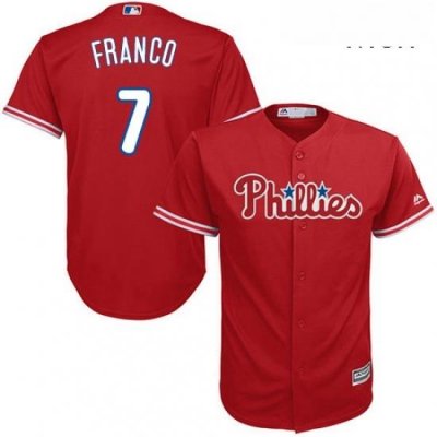 Mens Majestic Philadelphia Phillies 7 Maikel Franco Replica Red Alternate Cool Base MLB Jersey