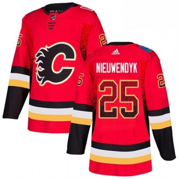 Mens Adidas Calgary Flames 25 Joe Nieuwendyk Authentic Red Drift Fashion NHL Jersey