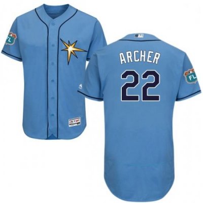 Mens Majestic Tampa Bay Rays 22 Chris Archer Light Blue Flexbase Authentic Collection MLB Jersey