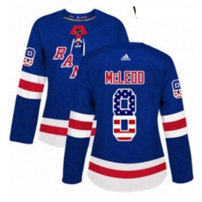 Womens Adidas New York Rangers 8 Cody McLeod Authentic Royal Blue USA Flag Fashion NHL Jersey