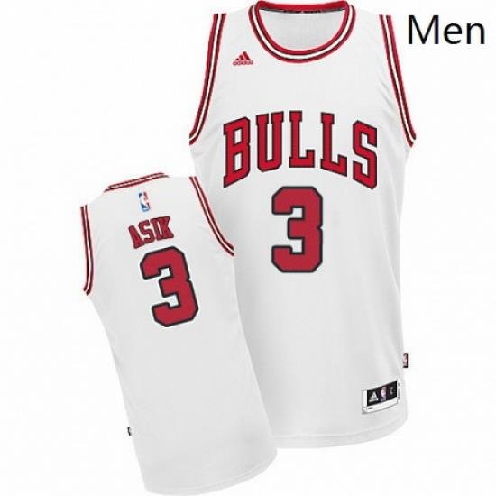 Mens Adidas Chicago Bulls 3 Omer Asik Swingman White Home NBA Jersey