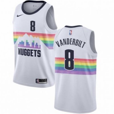 Mens Nike Denver Nuggets 8 Jarred Vanderbilt Swingman White NBA Jersey City Editio