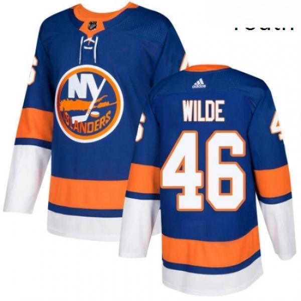 Youth Adidas New York Islanders 46 Bode Wilde Premier Royal Blue Home NHL Jersey