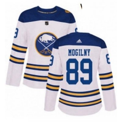 Womens Adidas Buffalo Sabres 89 Alexander Mogilny Authentic White 2018 Winter Classic NHL Jersey