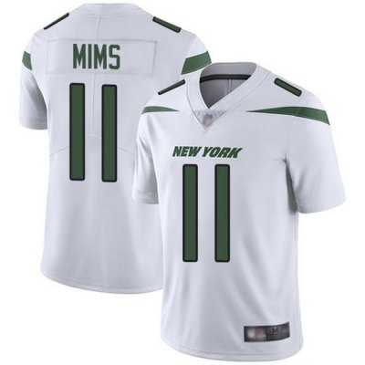 Nike Jets 11 Denzel Mim White Men Stitched NFL Vapor Untouchable Limited Jersey