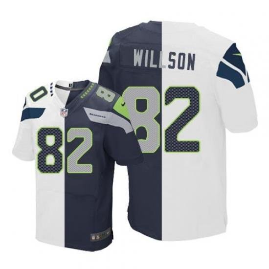 Nike Seahawks #82 Luke Willson White Steel Blue Mens Stitched NFL Elite Split Jersey