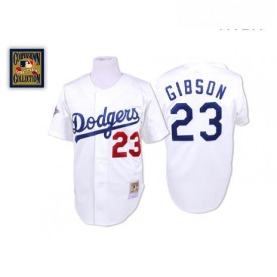 Mens Mitchell and Ness Los Angeles Dodgers 23 Kirk Gibson Replica White Throwback MLB Jersey