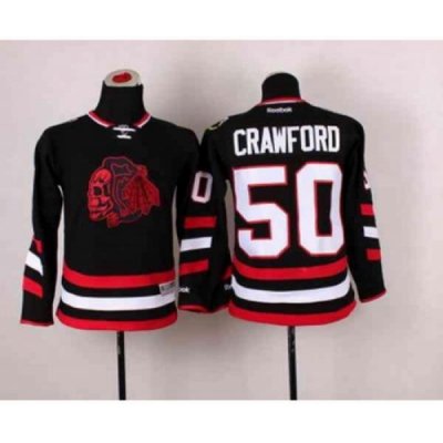 youth nhl jerseys chicago blackhawks #50 crawford black[2014 new stadium][the skeleton head]