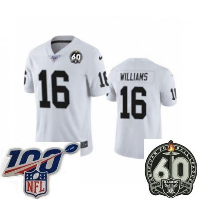 Men Oakland Raiders #16 Tyrell Williams White 60th Anniversary Vapor Untouchable Limited Player 100th Season Football Jersey