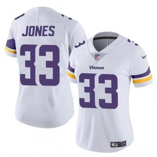 Women Minnesota Vikings 33 Aaron Jones White Vapor Untouchable Limited Stitched Jersey