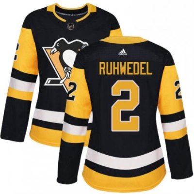 Womens Adidas Pittsburgh Penguins 2 Chad Ruhwedel Authentic Black Home NHL Jersey