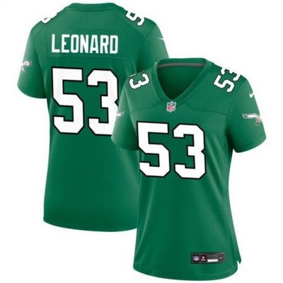 Women Philadelphia Eagles 53 Shaquille Leonard Green Stitched Football Jersey 28Run Small 29