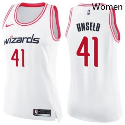 Womens Nike Washington Wizards 41 Wes Unseld Swingman WhitePink Fashion NBA Jersey