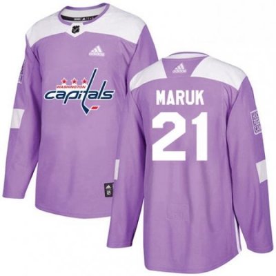 Mens Adidas Washington Capitals 21 Dennis Maruk Authentic Purple Fights Cancer Practice NHL Jersey