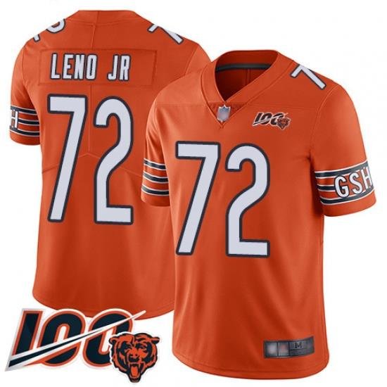 Men Chicago Bears 72 Charles Leno Orange Alternate 100th Season Limited Football Jersey