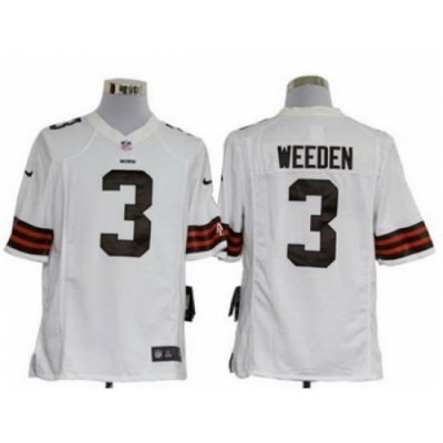 Nike Cleveland Browns 3 Brandon Weeden White Game NFL Jersey