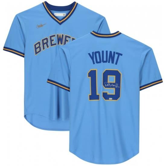 Men Robin Yount Milwaukee Brewers Light Blue Nike Light Blue Jersey