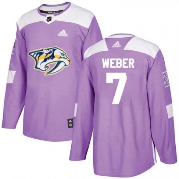 Youth Adidas Nashville Predators 7 Yannick Weber Authentic Purple Fights Cancer Practice NHL Jersey