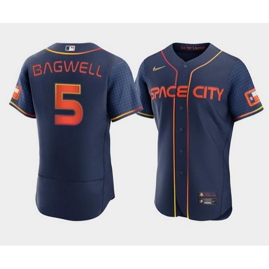 Men Houston Astros 5 Jeff BagWell 2022 Navy City Connect Flex Base Stitched Baseball Jerse