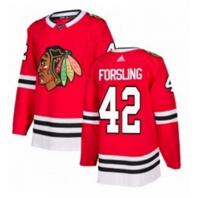 Youth Adidas Chicago Blackhawks 42 Gustav Forsling Authentic Red Home NHL Jersey