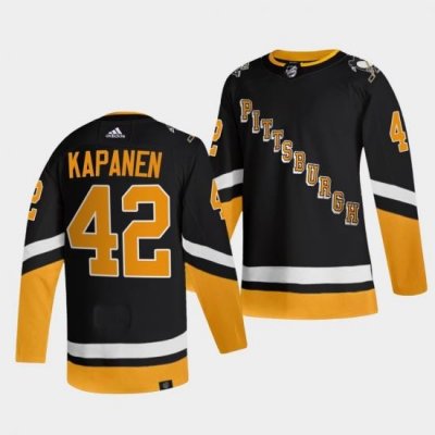 Men Pittsburgh Penguins 42 Kasperi Kapanen 2021 2022 Black Stitched Jersey