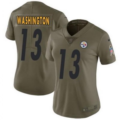 Nike Steelers #13 James Washington Olive Womens Stitched NFL Limited 2017 Salute to Service Jersey