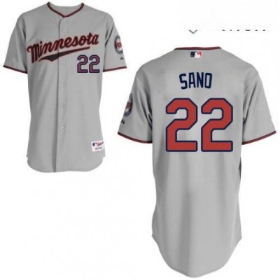 Mens Majestic Minnesota Twins 22 Miguel Sano Authentic Grey Road Cool Base MLB Jersey