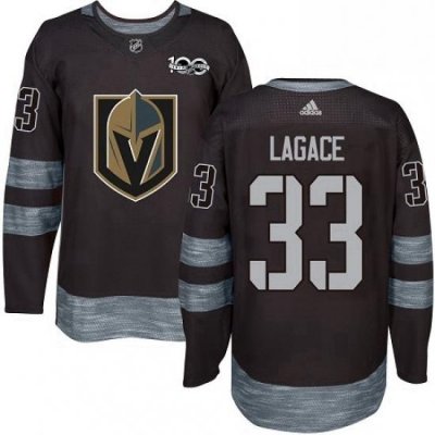 Mens Adidas Vegas Golden Knights 33 Maxime Lagace Authentic Black 1917 2017 100th Anniversary NHL Jersey