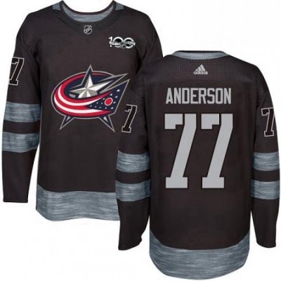 Mens Adidas Columbus Blue Jackets 77 Josh Anderson Authentic Black 1917 2017 100th Anniversary NHL Jersey