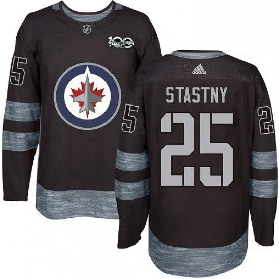 Mens Adidas Winnipeg Jets 25 Paul Stastny Authentic Black 1917 2017 100th Anniversary NHL Jersey