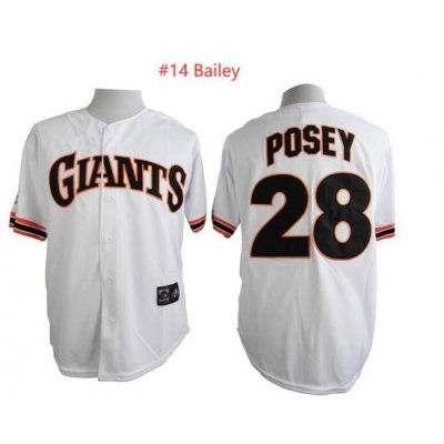 Men Mitchell and Ness San Francisco Giants Bailey #14 White Throwback MLB Jersey