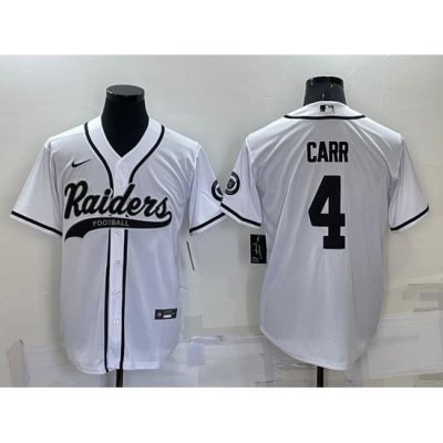 Men Las Vegas Raiders 4 Derek Carr White Cool Base Stitched Baseball Jersey