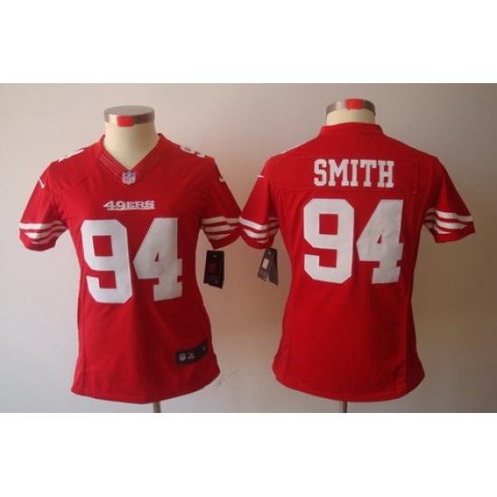 Women Nike San Francisco 49ers #94 Justin Smith Red Color[NIKE LIMITED Jersey]