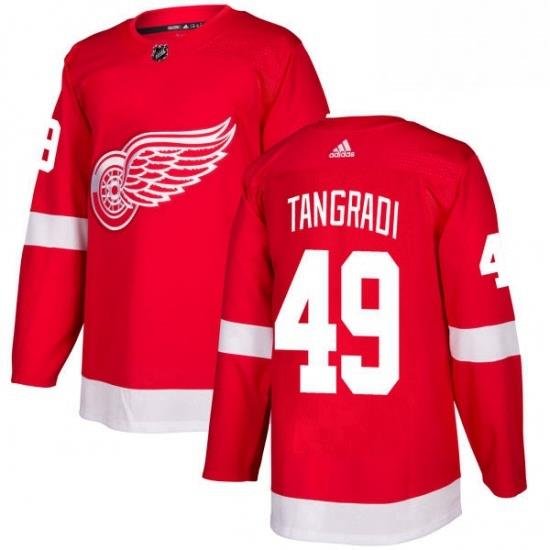 Mens Adidas Detroit Red Wings 49 Eric Tangradi Premier Red Home NHL Jersey