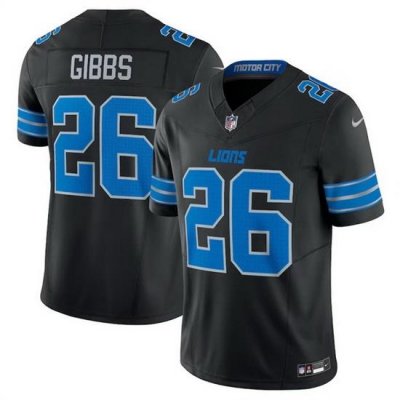 Men Detroit Lions 26 Jahmyr Gibbs Black 2024 F U S E  2nd Alternate Vapor Limited Stitched Jersey